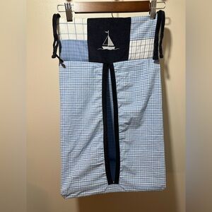 Nautica Kids Zachary Embroidered Sail Boat Diaper Stacker Blue Plaid Pattern